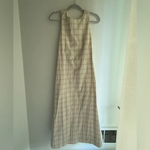 MANGO Light Yellow Cutout Cotton Check Midi Dress - Size S - NWT - Sold Out! - Picture 5 of 7